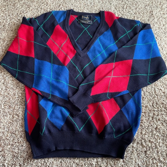 Men's Vintage Oversized Pringle Argyle Sweater - Picture 1 of 5